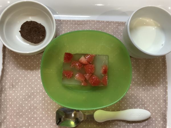 いちごのゼリー、おからココアクッキー常食