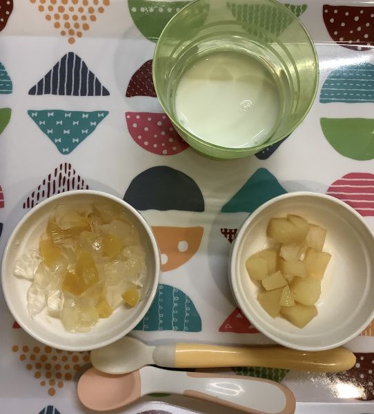 もものゼリー、じゃがいも煮離乳食後期