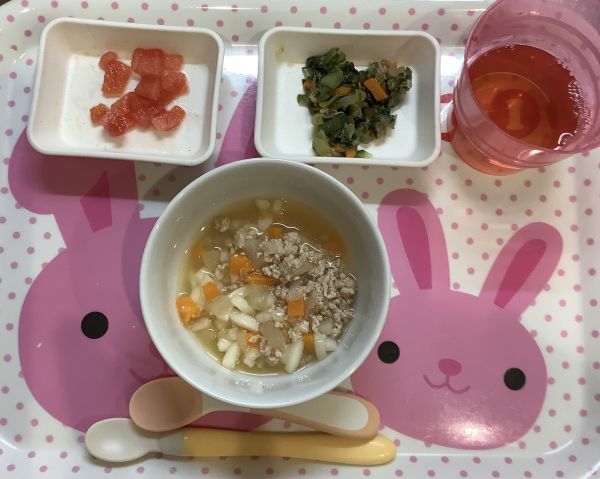 みそうどん離乳食後期畑の大根、きゅうりが入っています。