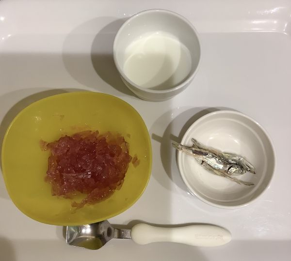 ぶどうゼリー、食べる煮干し離乳食後期