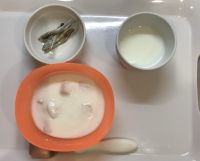 桃のヨーグルト、食べる煮干し常食